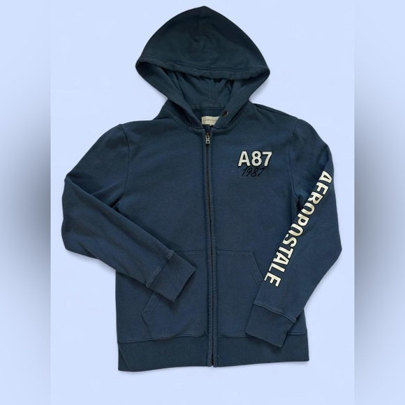 Aeropostale A87 Zip-Up Hoodie Navy Blue Size Small - Picture 1 of 4